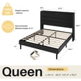 thumbnail image 4 of Frostbloom Queen Bed Frame with USB & Type-C Charging Station and Velvet Wingback Headboard, Black, 4 of 10