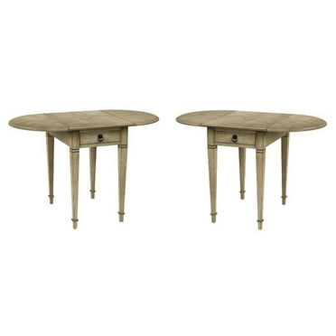 Home Square Glenview Pembroke Side Table in Beige - Set of 2