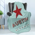 thumbnail image 4 of Austin Soft Flannel Fleece Throw Blanket, Texas Wording with a Star State Country Symbolic Design, Cozy Plush for Indoor and Outdoor Use, 50" x 60", Ruby Pale Seafoam, by Ambesonne, 4 of 5