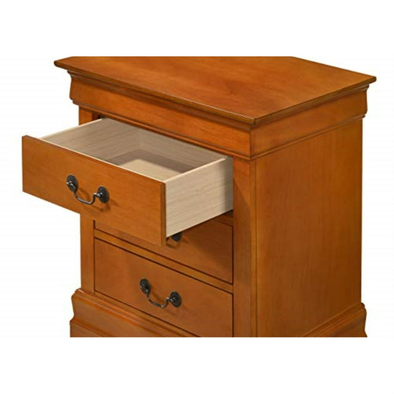 Glory Furniture Louis Phillipe Oak 3 Drawers Nightstand