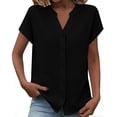 thumbnail image 2 of Blouse Women Ndbuld Women's Fashionable V-neck Button-down Short-sleeved Shirt Top Black XL, 2 of 6