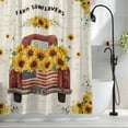 thumbnail image 2 of Farm Sunflowers Shower Curtain, 72" x 72", Summer Yellow Floral Leaves Red Truck Beige Waterproof Bathroom Curtain Washable Shower Curtain Set with 12 Hooks, 2 of 8