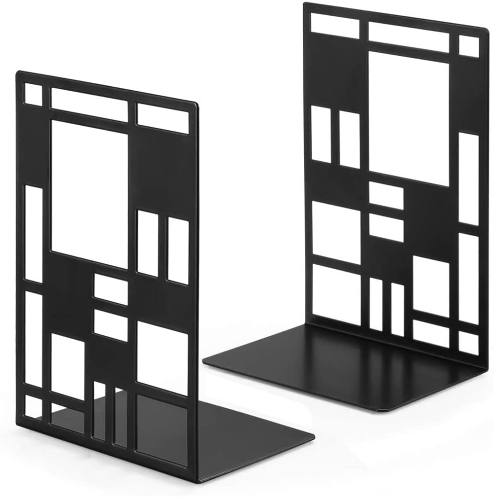 Book Ends, Casewin Decorative Metal Bookends for Shelves, Black Book Ends for Heavy Books