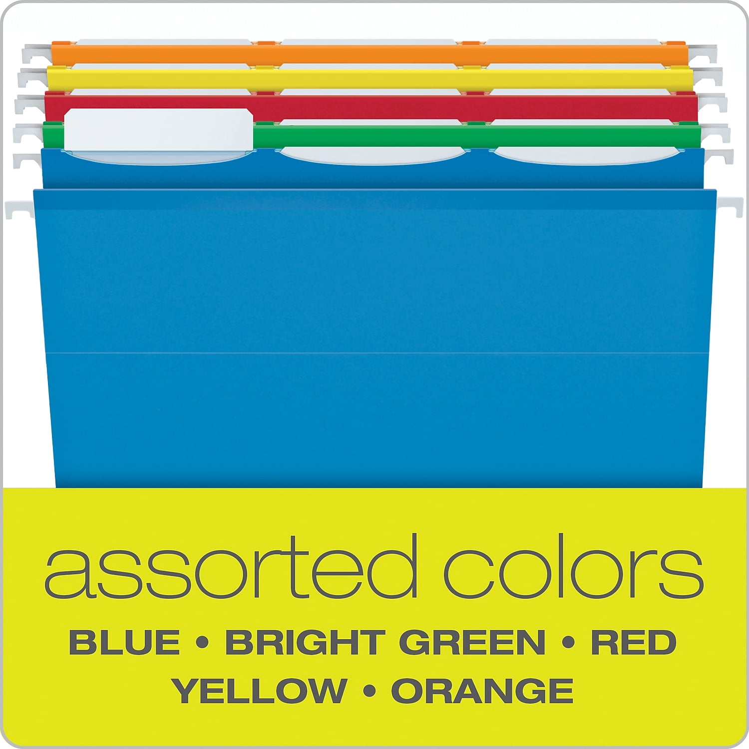 Pendaflex 42621 Colored Reinforced Hanging Folders, 1/3 Tab, Letter, Asst (25/Box)