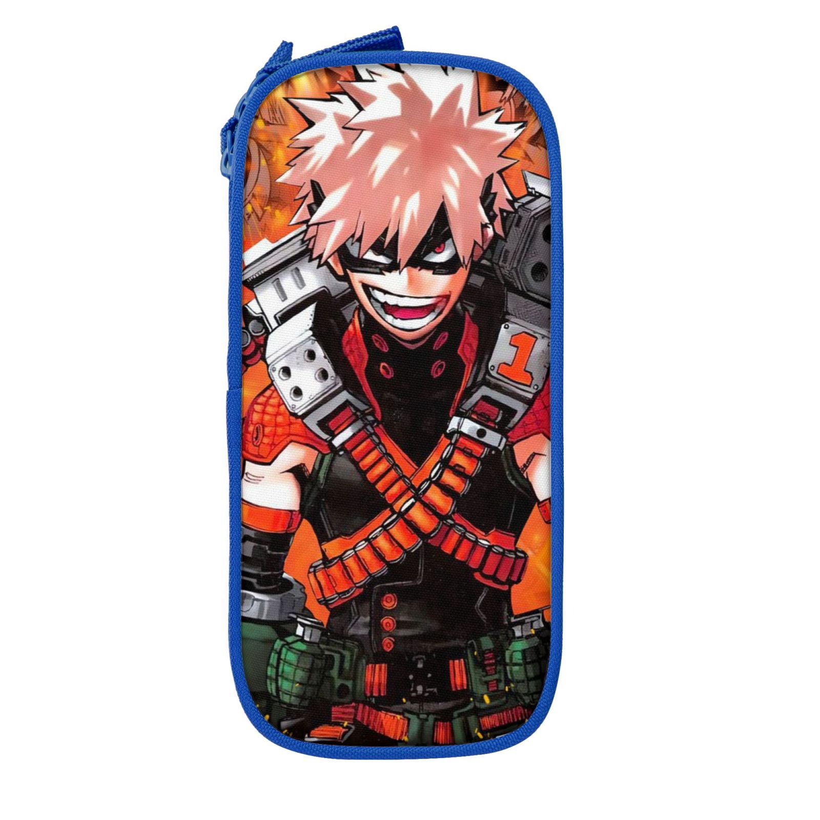 My Hero Academia Pencil Case Large Capacity Pencil Pouch Pen Bag Office Stationery Organizer Travel Makeup Bag Blue