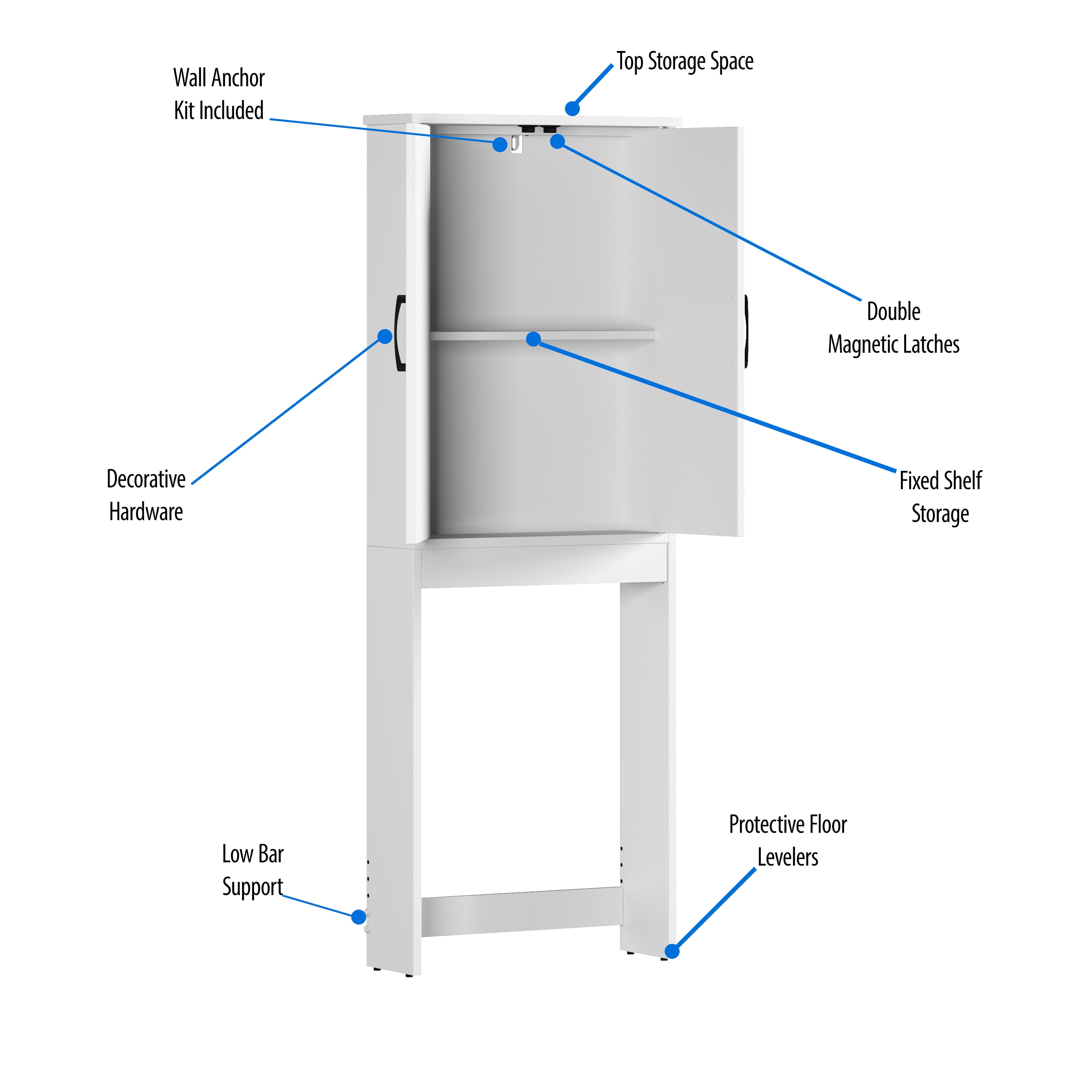 Mainstays Ardent Over-the-Toilet Bathroom Storage Cabinet, White