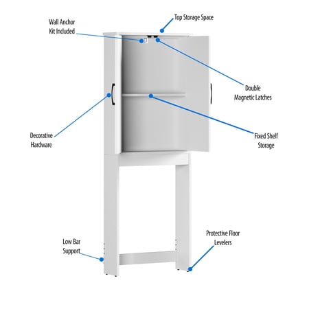 MAINSTAYS ARDENT OVER-THE-TOILET BATHROOM STORAGE CABINET, WHITE