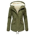 thumbnail image 1 of DPTALR Casual Women's Winter Solid Hooded Drawstring Waist Zipper Padded Coat Blouse, 1 of 3