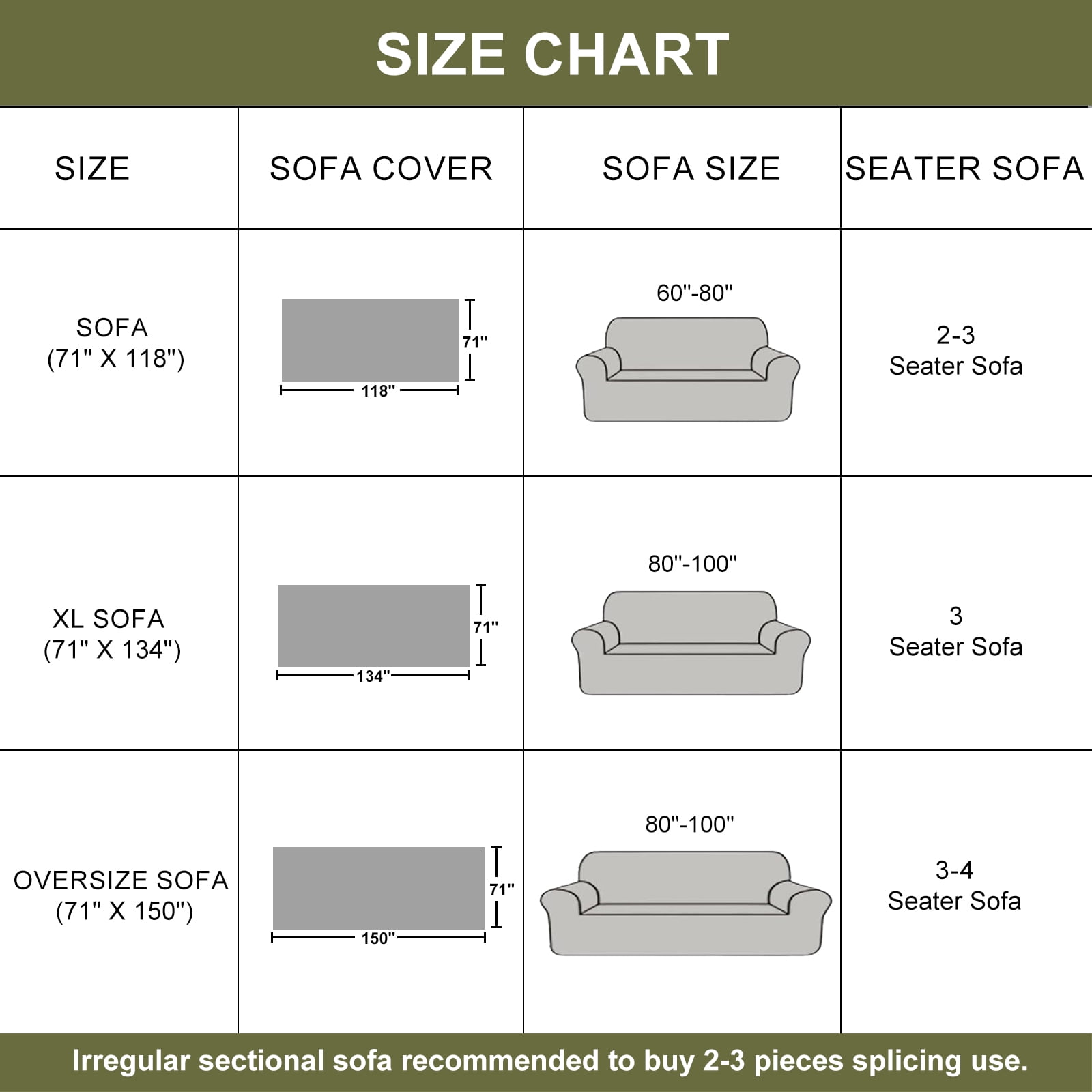 SANMADROLA Sofa Cover Green Chenille Couch Covers, Corduroy Jacquard Non Slip Couch Sofa Cover, Love Seat Couch Covers for 2 Cushion Couch, Furniture Protector for Dogs, Pets, 71"x118"