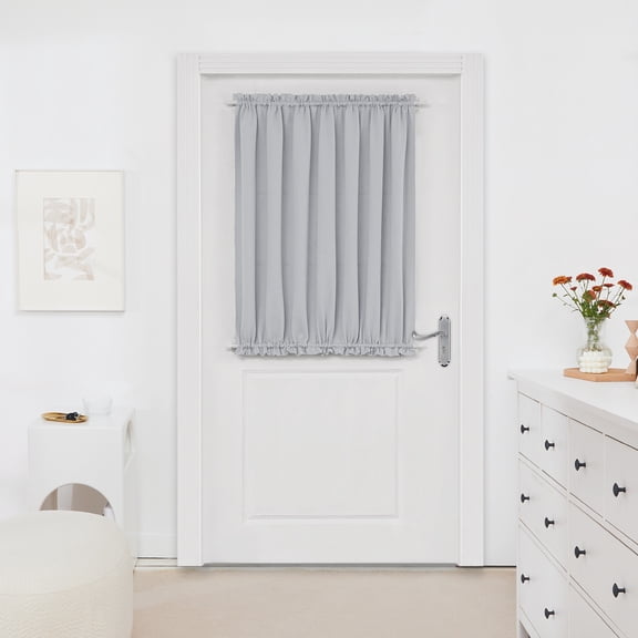 Deconovo Blackout French Door Curtains, Rod Pocket with Tieback, Grayish White, 54x40 in, 1 Panel