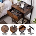 thumbnail image 4 of ALEAVIC Set of 2 Nightstand, 2-Tire End Table with Drawer and Storage Shelf, Brown, 4 of 7