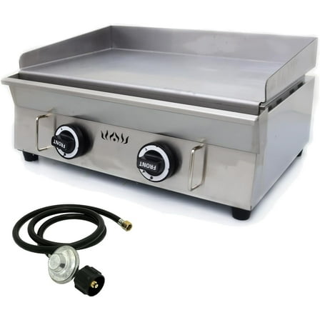 EQCOTWEA LPG Gas Grill Griddle Camp Countertop Flat Cooking Griddle Grill 2800Pa with Low Pressure Valve Stainless Steel
