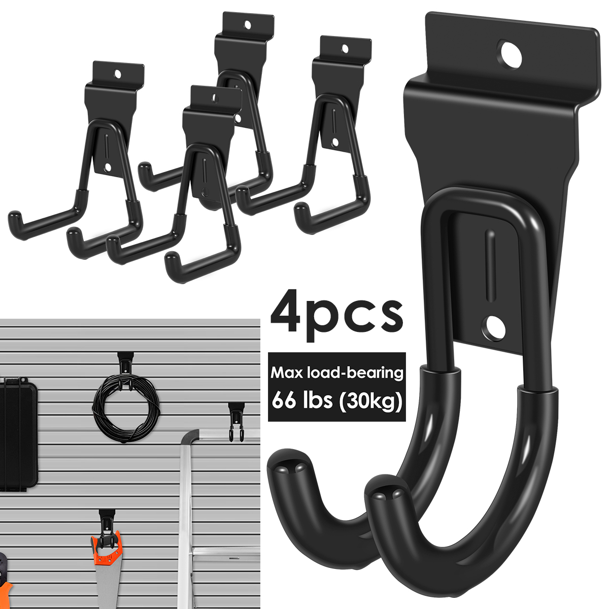 Eummy 4Pcs Garage Hooks Heavy Duty Metal Hook Wall Mount Hangers with