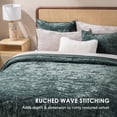 thumbnail image 2 of EVERGRACE Luxury Velvet Quilt Queen Size, Ultra Soft Wave Crushed Velvet Bedding Set, Lightweight Quilted Comforter Set for All Season, Oversized Bedspread Coverlet with 2 Shams, Dark Green, 2 of 8