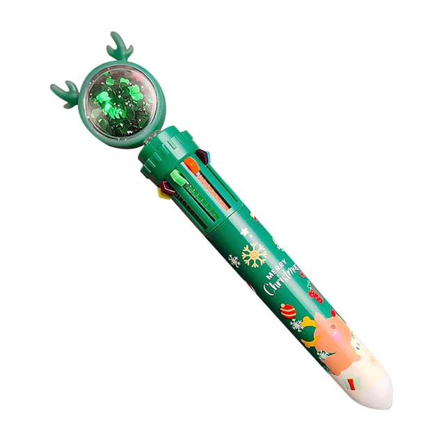 Christmas Ballpoint Pen Push Type 10-color All-in-one Color Multi-function Marker 1ML