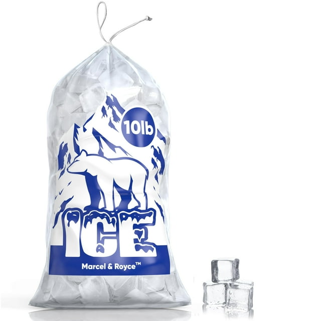 Bolsas de hielo Marcel & Royce, 4,5 kg, paquete de 100 con cordón