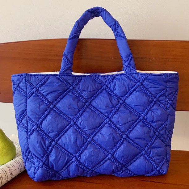 Bolsos Mujer Acolchado Hilo Bordado Tote Bag Ocio Diario (L) Azul