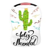 ABPHQTO Merry Christmas Happy Cactus In A Christmas Garland Nursing Cover Baby Breastfeeding Infant Feeding Cover Baby Car Seat Cover Infant Stroller Cover Carseat Canopy Breathable