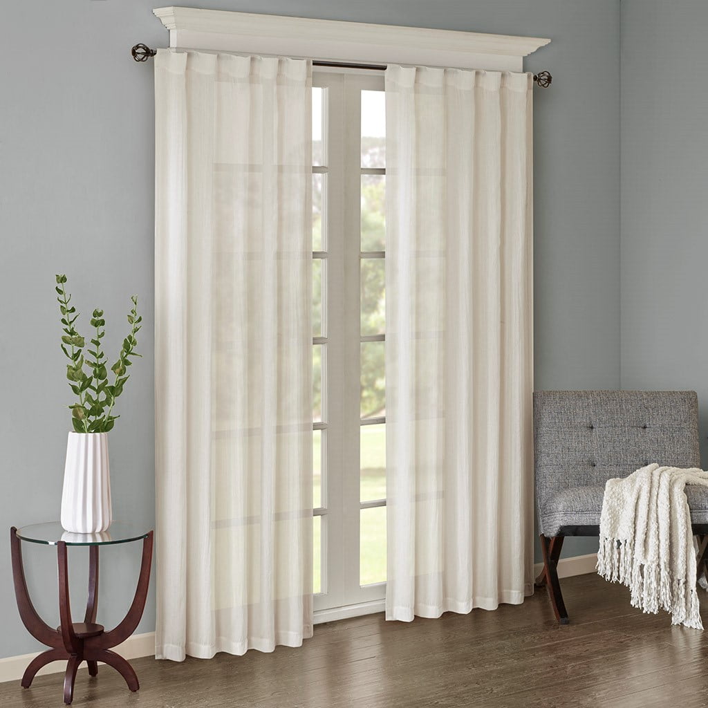 MAYEERTY 2 Pcs Solid Crushed Curtain Panel Pair