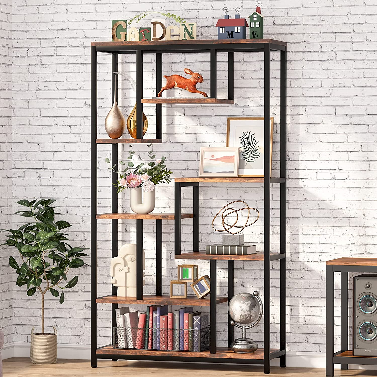 Tribesigns 70.8inch Tall Bookshelf and Bookcase, 8Shelves Vintage