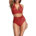 thumbnail image 1 of Traje de baño de cintura alta 2 piezas Nikou para mujer con cuello halter, 1 of 6