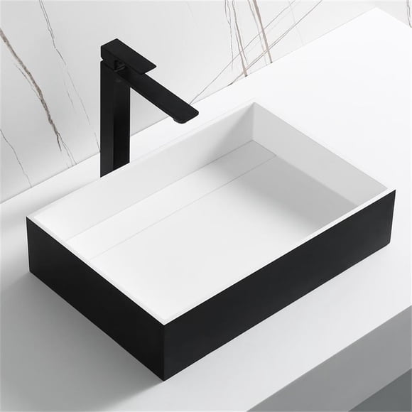 Pemberly Row Évier Contemporain Noir Mat 20 Pouces x 14 Pouces Surface Solide Résine