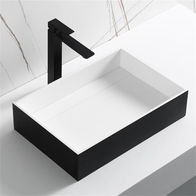 Pemberly Row Évier Contemporain Noir Mat 20 Pouces x 14 Pouces Surface Solide Résine