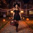 thumbnail image 6 of ZhangC Halloween Themed Quilted Embroidered Tote Bag, 16x8x8 Inch Large Capacity Portable Travel Handbag, Embroidered Storage Tote for Party Supplies, Costumes, Gym and Daily Use, 6 of 9