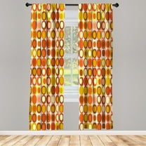 Ambesonne Mid Century Curtains, Retro Round Mosaic Art, Pair of 28"x84", Burnt Sienna