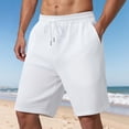 thumbnail image 3 of Mens Shorts Summer Casual Heavyweight Jacquard Elastic Waist Wide Straight Leg Beach Shorts with Pockets, 3 of 8