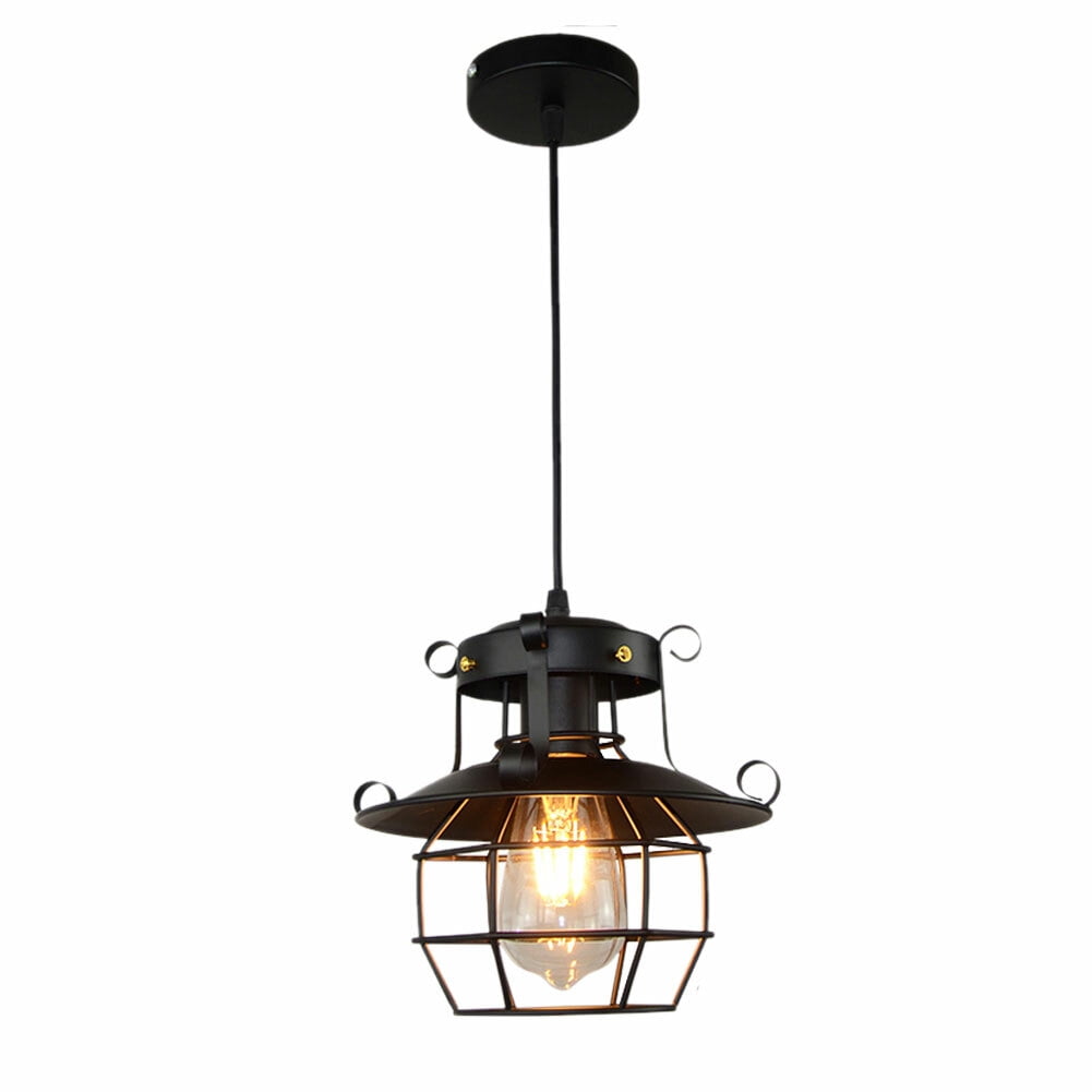 Farmhouse Ceiling Light Fixture Rustic Industrial Iron Cage Hanging Pendant Lamp