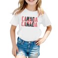 thumbnail image 4 of TIEVOSA T-Shirt à Manches Courtes pour Filles de la Fête du Canada, T-Shirt d'Été à Col Rond, Coupe Décontractée, Chandails de Base pour 10-11 Ans (Blanc), 4 of 4