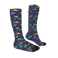 thumbnail image 3 of Daiia Sports Socks Dinosaur Flowers Printed Novelty Crew Socks for Men Women Knee High Socks Cotton Socks Soft & Breathable Support Unisex Socks, 3 of 9
