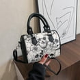 thumbnail image 4 of Bolso de hombro Boston con estampado de calavera, Bolso de mano para mujer con cremallera, Bolso Hobo de cuero PU, 4 of 8