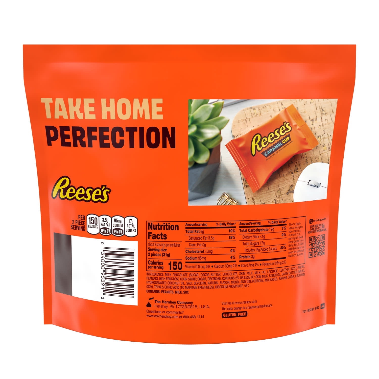 Reese's Caramel Milk Chocolate Snack Size Peanut Butter Cups Candy, Bag 9.35 oz (pack of 2)