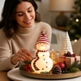 thumbnail image 7 of Ywbawe Lighted Glass Snowman Figurine Warm LED Glowing Statue with Knit Hat Scarf Battery Operated Christmas Tabletop Home Decoration, 4.13x8.26 Inch, 7 of 7