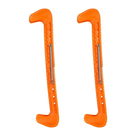 1 Pair Plastic Ice Hockey Skate Blade Guards Covers Adjustable (orange)