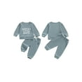thumbnail image 2 of BemeyourBBs Auntie's Little Bestie Toddler Baby Boy 2 Piece Outfits Long Sleeve Letter Embroidery Waffle Knit Sweatshirt Pants Set Kids Spring Fall Winter Clothes, 2 of 9