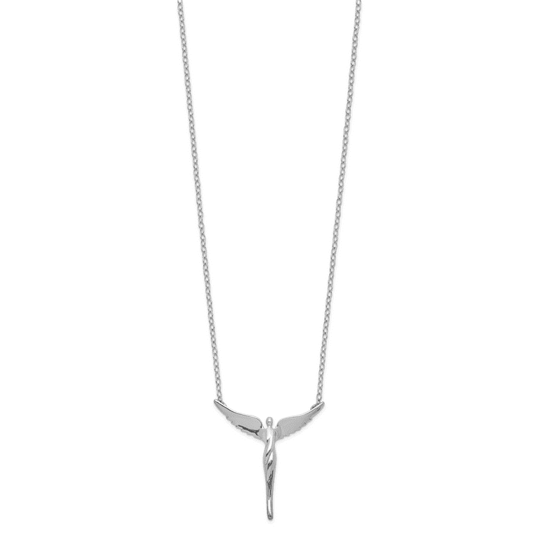 Sterling Silver Lavaggi Rhodium-plated Angel Necklace