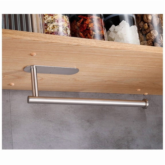 Silver Paper Towel Holder, Self Adhesive or Drilling Paper Towel Holder Under Cabinet for Kitchen, Bathroom, Sink, Pantry, Fridge