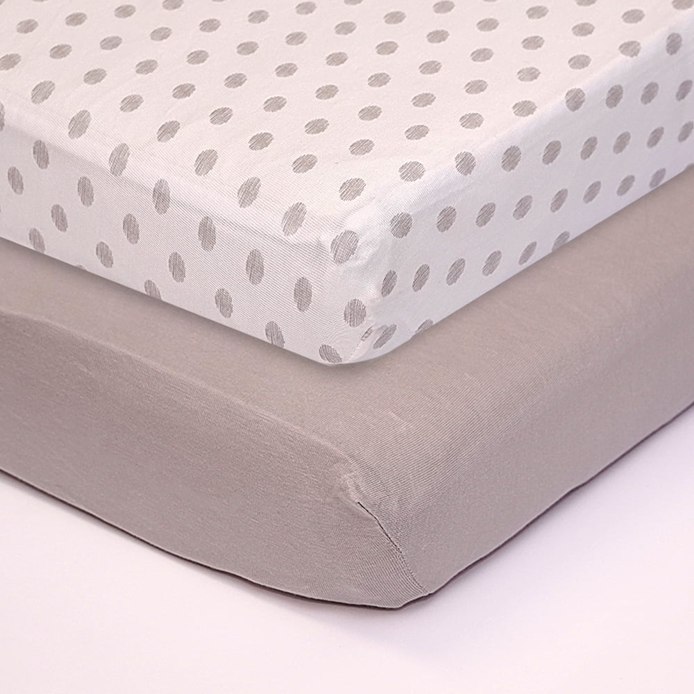 First Essentials Light Gray Baby Crib Sheet, Unisex Fitted Crib Sheet