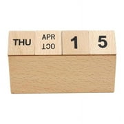 Wooden Perpetual Calendar Desktop Calendar Blocks Kitchen Indoor Wood color