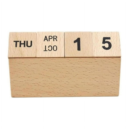 Wooden Perpetual Calendar Desktop Calendar Blocks Kitchen Indoor Wood color