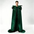 thumbnail image 3 of Halloween Costumes for Men, Men's Halloween Feather Shawl, Dark Forest Cloak Costume with Dramatic Cape, Vintage Role Play Outerwear for Halloween Parties, Stage Performances Dress Up, 3 of 6
