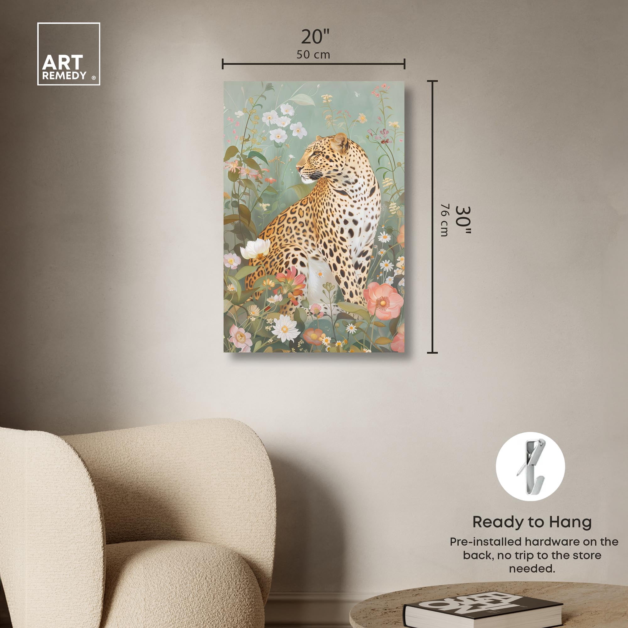 Leopard Spring Canvas Vintage Animal Art by Art Remedy, Gallery Wrapped, 20" x 30"