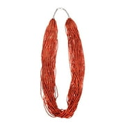 TREASUREGURUS Coral Red 30 Strand Seed Bead Necklace Womens Glass Jewelry Fashion Accessory