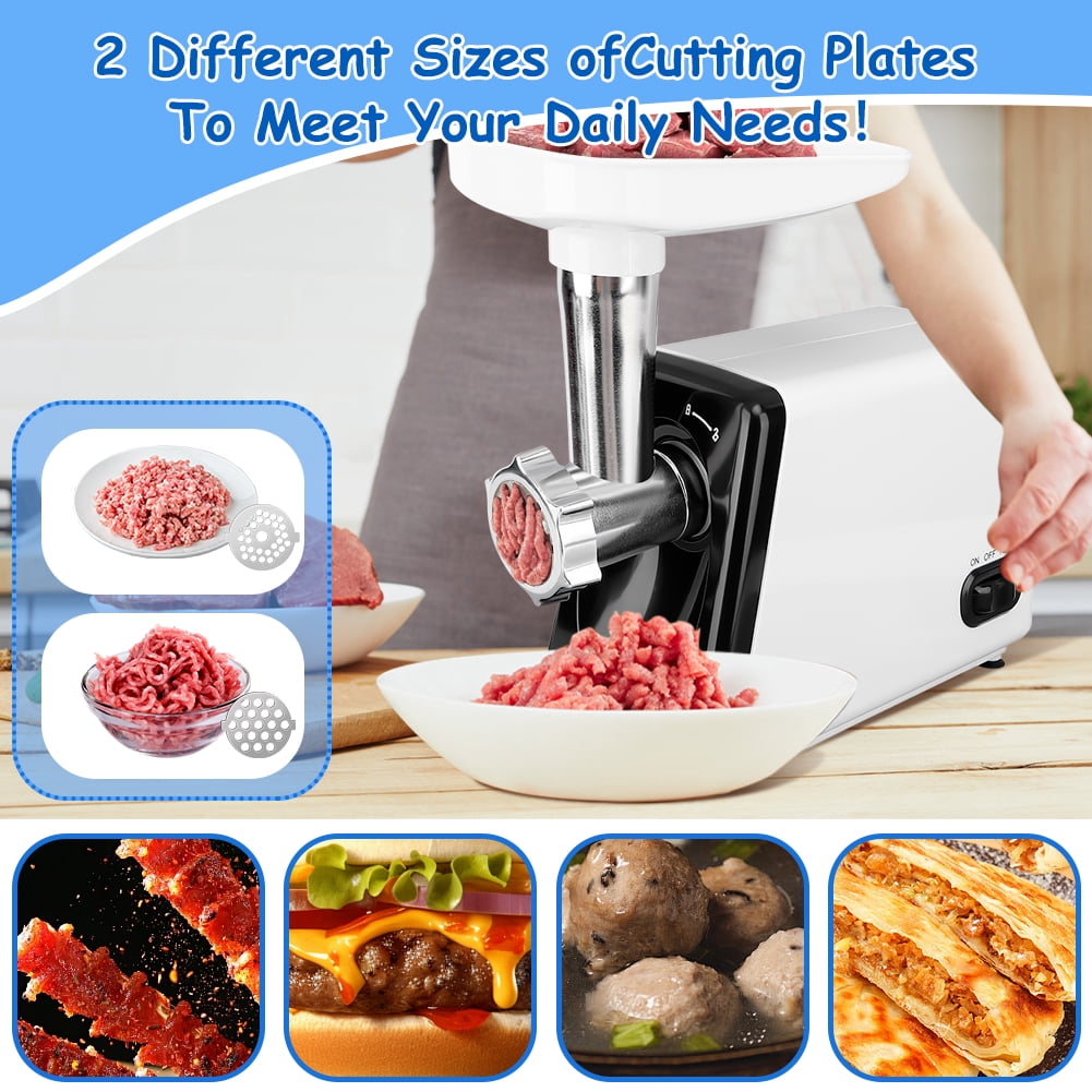 Fyydes Electric Meat Grinder, Max Sausage Stuffer with 2 Blades, 2 Grinding Plates, 2 Sausage Tubes, 2500W Meat Grinder Heavy Duty for Home Kitchen Use, Stainless Steel