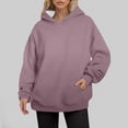 thumbnail image 2 of UJNDER Plus Size Hoodies for Women Solid Color Pocket Pullover Long Sleeve Casual Autumn Winter Light Purple M, 2 of 9