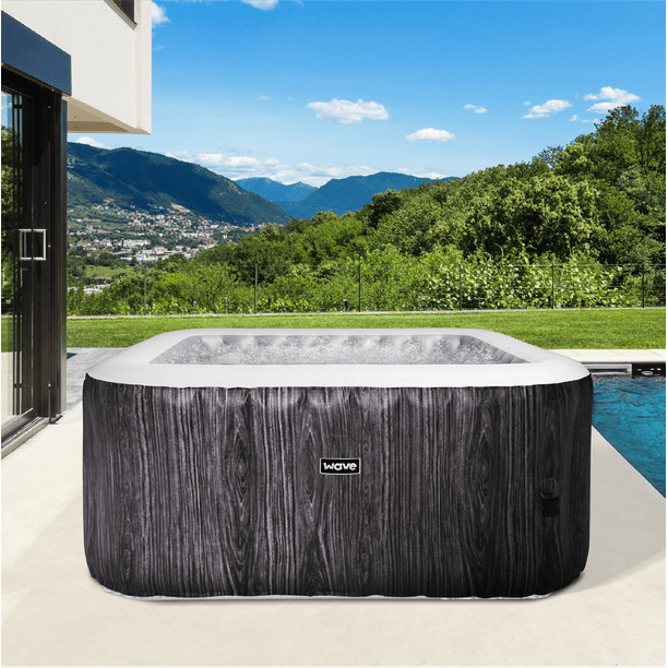 Wave Pacific 4 Person Square Inflatable Hot Tub, 95 Massaging Air Jets
