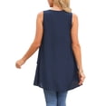 thumbnail image 4 of INSPIRE CHIC Women's High Low Top Casual Sleeveless Chiffon Blouse Crewneck Asymmetrical Loose Shirt Summer Tops M Dark Blue, 4 of 7